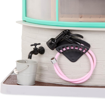 A nossa Geração Sala para Crescer Estufa – Conjunto de brinquedos temáticos de jardim para bonecas de 45 cm – Enorme conjunto de casa de brinquedo de jardim com 43 peças