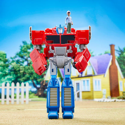 Transformers F7663 Toys EarthSpark Spin Changer, Multicolorido, Figura de Acção Optimus Prime de 20 cm com Figura Robby Malto de 5 cm, para maiores de 6 anos