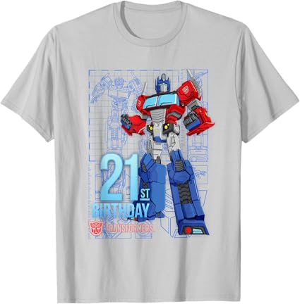 T-shirt de aniversário dos 21 anos do Optimus Prime dos Transformers
