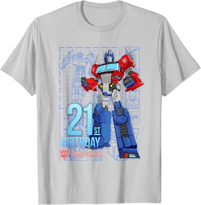 T-shirt de aniversário dos 21 anos do Optimus Prime dos Transformers
