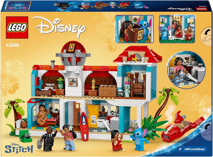 LEGO ǀ Disney Lilo and Stitch Beach House Building Kit, conjunto de construção detalhado para crianças e fãs, opções divertidas de brincadeira de faz de conta para meninas e meninos que adoram as personagens e naves espaciais 43268