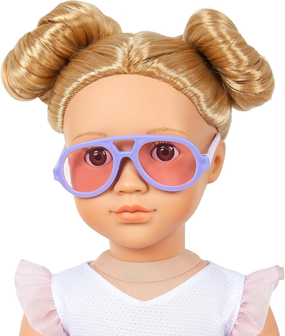 Our Generation - 46 cm - Boneca de moda com tema de laço - Thea - Cabelo loiro e olhos castanhos - 3 roupas e acessórios de estilo em caixa de oferta - Brincadeira de faz de conta - Brinquedos para crianças de 3 anos