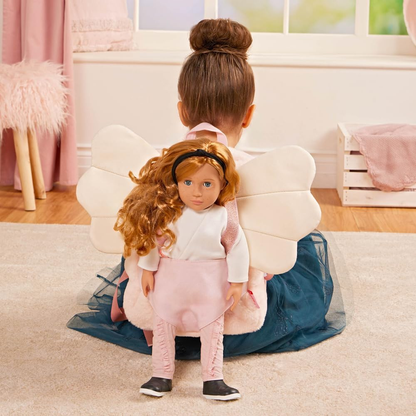 Our Generation – Mochila para transportar bonecas de 45 cm com alças ajustáveis– Mochila infantil rosa – Pele sintética macia e asas de fada – Bolsos interiores para arrumação – Mochila para transportar bonecas Be Magical