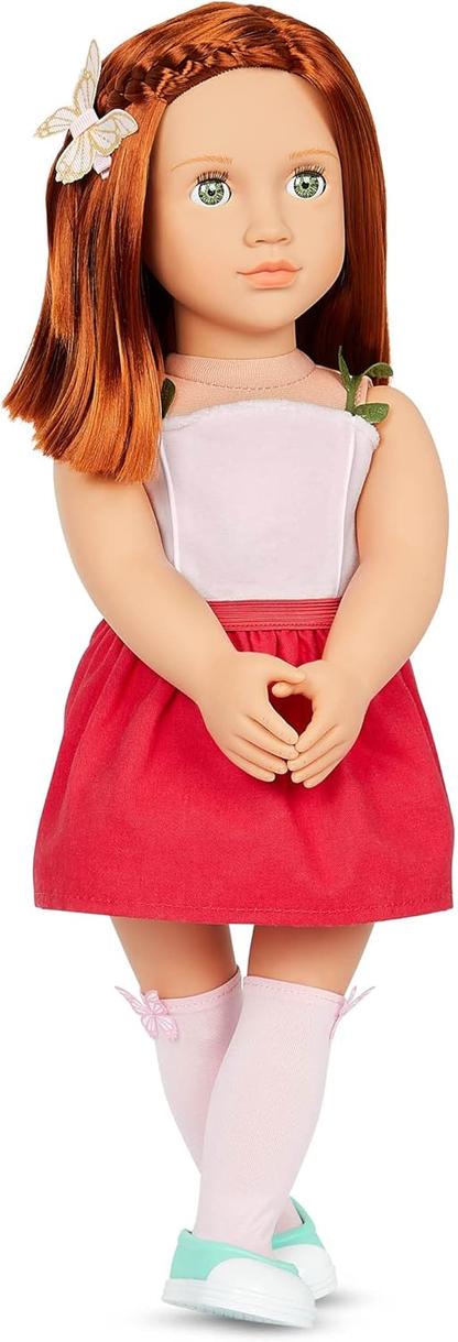 Our Generation – Boneca de 45 cm Butterfly Fashion Starter – Cabelo ruivo abaixo dos ombros e olhos verdes – 3 roupas e acessórios de estilo em caixa de oferta – Cambi