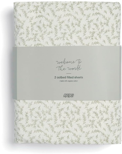 Pack de 2 lençóis ajustáveis para berço/cama Mamas & Papas, creme