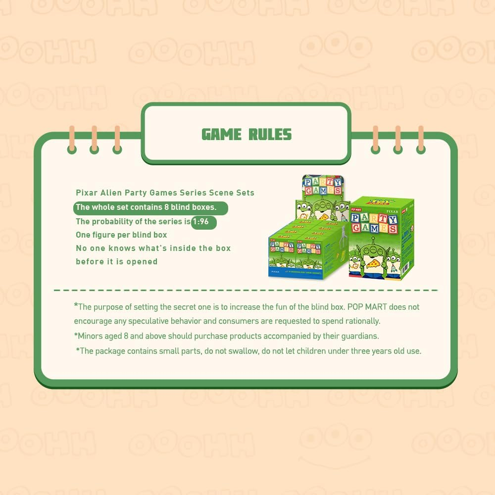 POP MART Pixar Alien Party Games Série de Personagens Colecionáveis 1 Caixa 2,5 polegadas Personagem Articulado Design Premium presentes para mulheres Brinquedo Colecionável Favorito dos Fãs Figura de Ação de Brinquedo de Arte