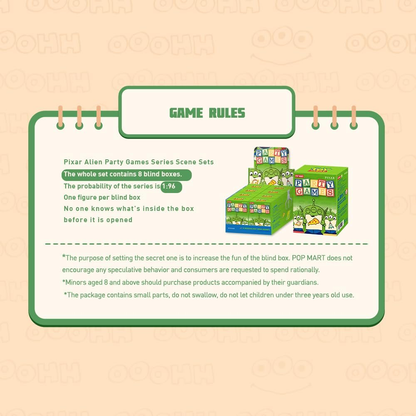 POP MART Pixar Alien Party Games Série de Personagens Colecionáveis 1 Caixa 2,5 polegadas Personagem Articulado Design Premium presentes para mulheres Brinquedo Colecionável Favorito dos Fãs Figura de Ação de Brinquedo de Arte