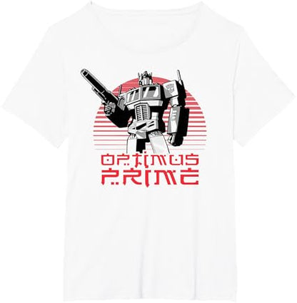 T-shirt Transformers Optimus Prime Retro Kanji Sunset Portrait