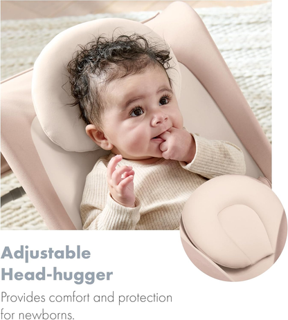 Mamas & Papas Tempo 3 em 1 Rocker/Bouncer, leve, com cinto de 3 pontos e barra de brinquedos magnética facilmente removível, Blush