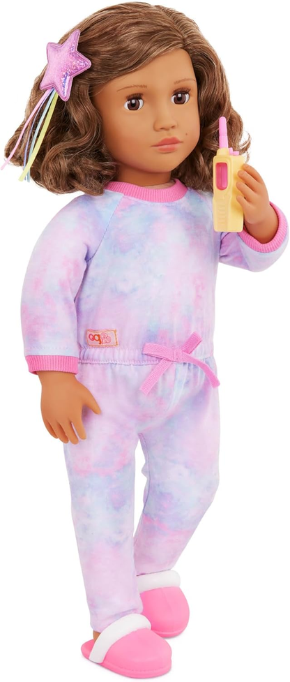 Boneca Luna Sleepover da Our Generation – Boneca de pijama de 45 cm e conjunto para dormir – Inclui roupa para dormir e conjunto de acessórios