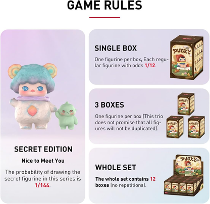 POP MART PUCKY Poko's Adventure Series Figuras 1 Caixa Design Premium Presentes para Mulheres Fãs-Favorito Colecionável Chic Art Toy Figura de Ação