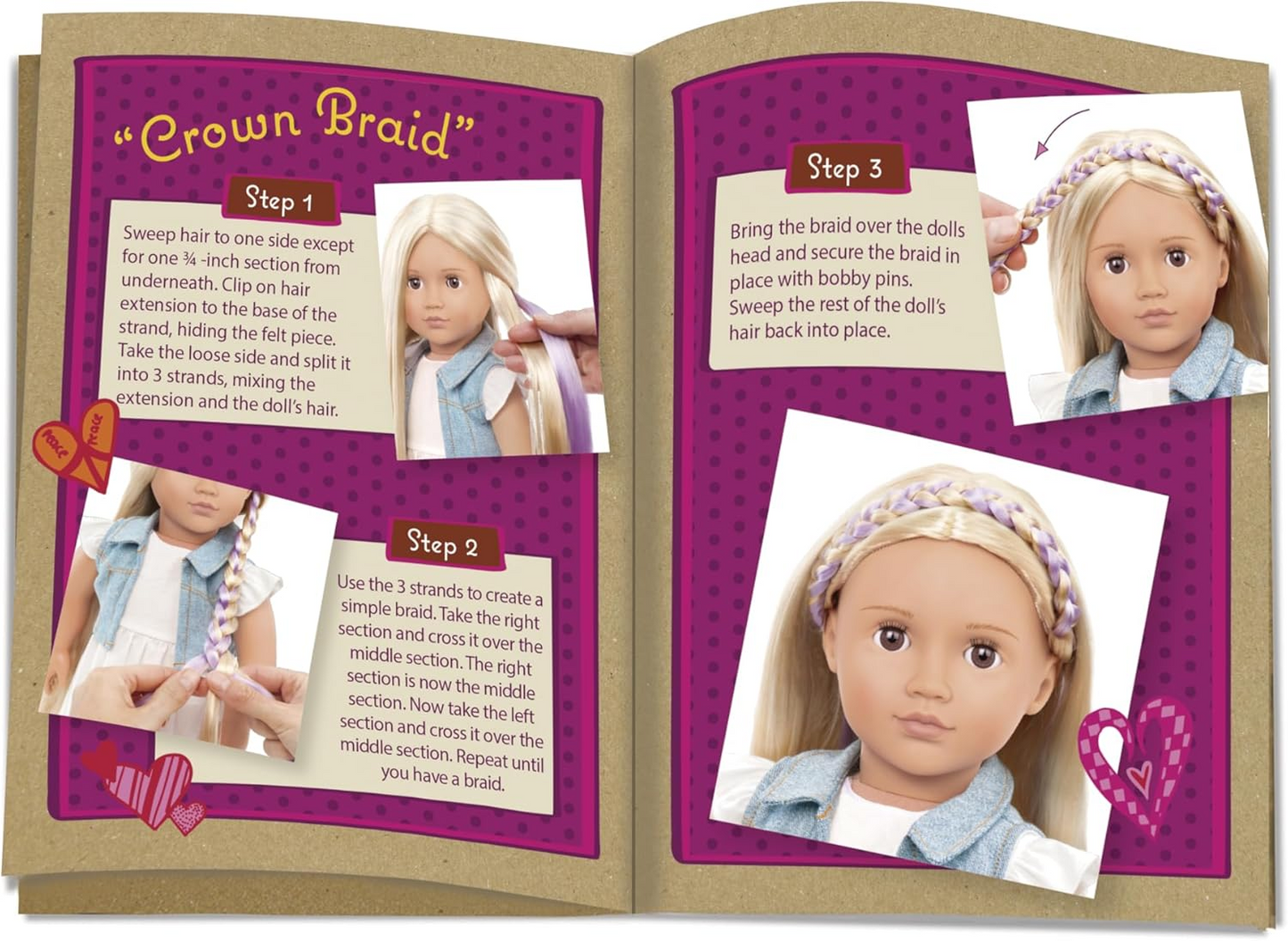 Boneca da moda Phoebe da Our Generation, atividade infantil, boneca de 46 cm com roupa completa e acessórios, incluindo extensões de cabelo e pente, brinquedos de brincadeira para crianças, perfeitos para aventuras de brincadeiras infantis