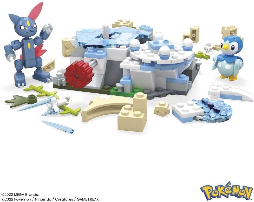 MEGA Pokémon Action Figure Building Toys, Piplup e Sneasel's Snow Day com 171 peças e movimento, 2 personagens articulados, para crianças, HKT20