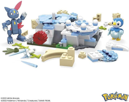 MEGA Pokémon Action Figure Building Toys, Piplup e Sneasel's Snow Day com 171 peças e movimento, 2 personagens articulados, para crianças, HKT20