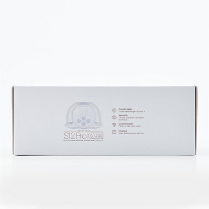 Momcozy Bomba de extração de leite wearable S12 Pro, bomba dupla mãos-livres com flange confortável de dupla vedação, 3 modos e 9 níveis Bomba de extração de leite elétrica, visor inteligente, 24 mm (2, branco)