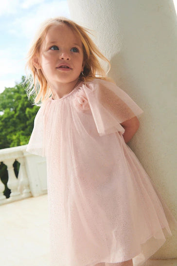 |BabyGirl| Vestido De Festa De Tule - Pale Pink Sparkle (3 meses a 10 anos)