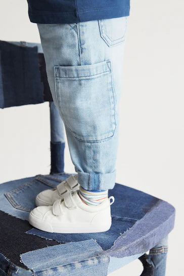 |Boy| Jeans Utilitários - Light Blue Denim (3 meses a 7 anos)