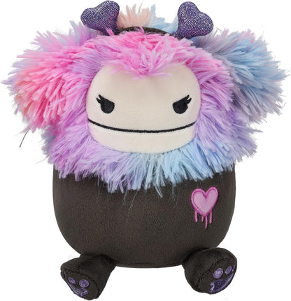 Squishmallows Original 7,5 polegadas Frumpy the Goth Black Bigfoot usando faixa de cabeça de coração de pelúcia para dia dos namorados