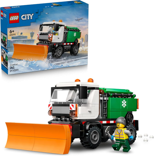 LEGO Caminhão Limpa-Neve City - Kit de Montagem com Minifigura, Ferramentas e Função de Espalhar Sal - Ideia de Presente de Aniversário para Meninos a partir de 6 Anos e Fãs de Engenharia - 60490