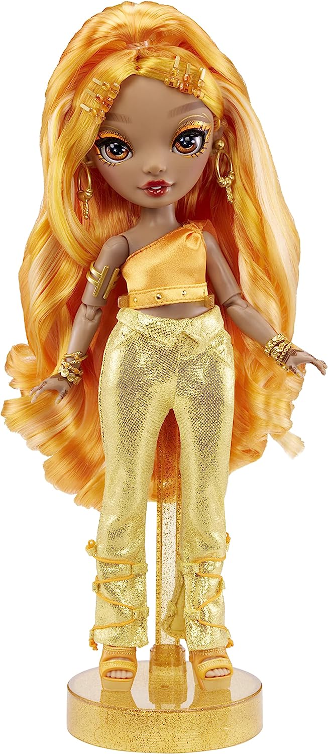 Rainbow High MEENA FLEUR – Boneca fashion ouro açafrão inclui 2 roupas de grife mix & match com acessórios – para crianças de 6 a 12 anos e colecionadores