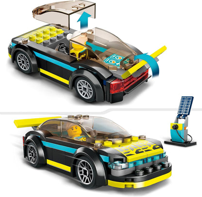 LEGO Conjunto de construção de brinquedo, veículo e transportador para carro de corrida urbano e caminhão transportador de carro para meninos e meninas de 6 anos ou mais com rampa de carregamento ajustável, minifiguras de piloto e motorista, presente