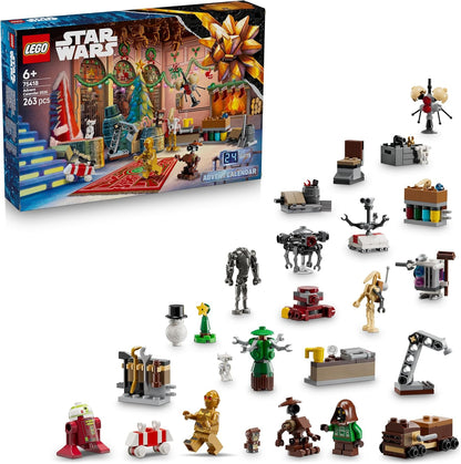 Calendário do Advento LEGO Star Wars 2025 para meninos a partir de 6 anos - Brinquedo de contagem regressiva para o Natal com 24 surpresas, incluindo 2 minifiguras e 5 figuras de droides - Ideia de presente - 75418