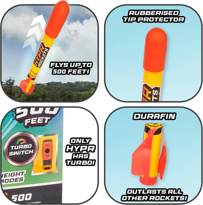 UAU! COISAS - HYPR Rocket 500, o selo voador mais alto para lançar foguetes, voa até 152 metros, 3 foguetes, jardim ou quintal ao ar livre, brinquedos e presentes para crianças, famílias, meninos e meninas