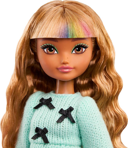 Barbie Dream Besties Boneca e Acessórios, Zia Boneca Fashion Articulada com Roupas Removíveis e Cabelo Castanho Ondulado, 7 Peças com Tema de Cabelo e Lua, JGG36