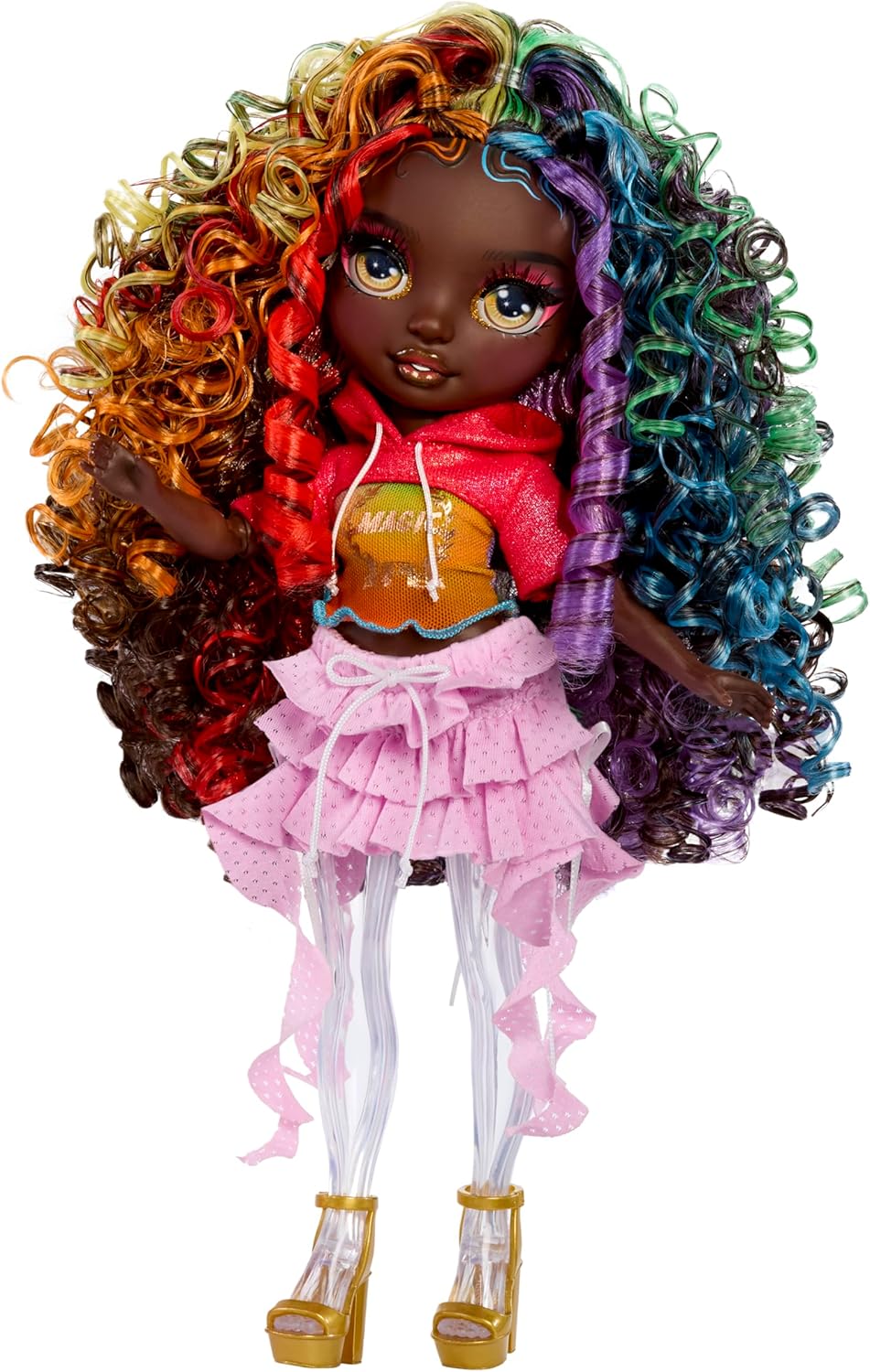 Rainbow High Rainbow Shimmers com Slime - Iris - Boneca Fashion de 28cm, Acompanha Kit de Slime e Camaleão de Estimação, Indicada para Crianças a partir de 4 Anos