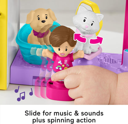 Fisher-Price Little People Barbie Brinquedo para Crianças Pequenas: Spa para Animais de Estimação com Música e Sons para Brincar de Faz de Conta - HJW76