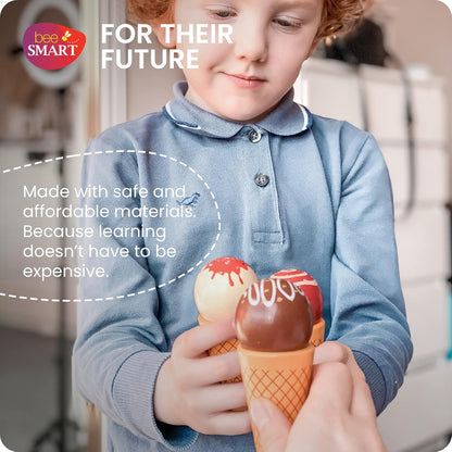 Conjunto de sorvete de madeira - Casquinhas de sorvete e picolés Finja brinquedos de comida para crianças | Sorvetes trocáveis magnéticos | Comida imaginativa para crianças | Presentes de aniversário para meninos e meninas