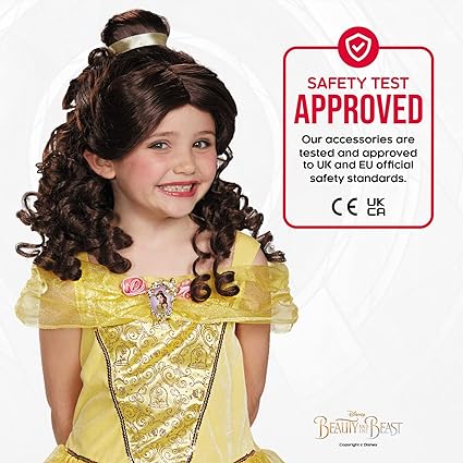 DISGUISE   Disney oficial premium princesa belle peruca vestido extravagante-feito com cabelo brilhante luxuoso-acessórios de princesa perucas infantis tamanho único