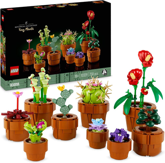 LEGO 10329 Icon Set de Plantas Pequeñas, Flores Artificiales en 9 Macetas para Construir