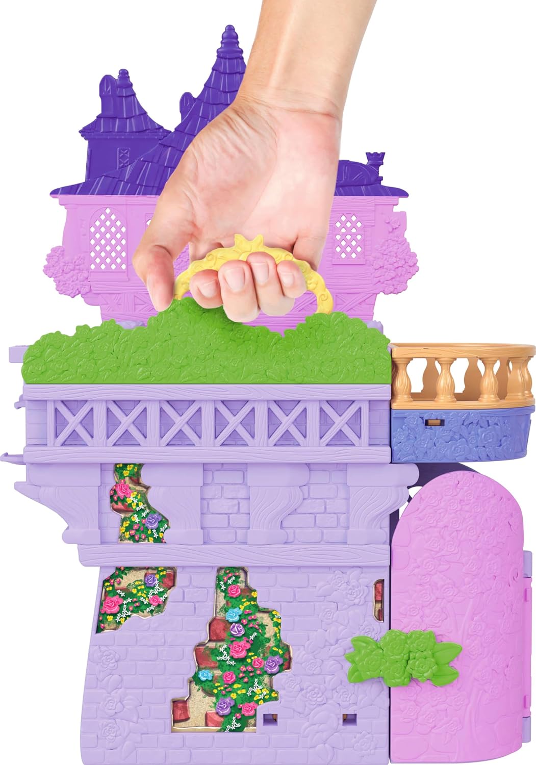Mattel Conjunto de Brinquedo Casa de Bonecas Disney Princess Rapunzel Storytime Stackers da | Boneca pequena articulada da Rapunzel com saia removível, figura do animal Pascal e 7 acessórios; inspirado em "Enrolados" da Disney (JDP61)