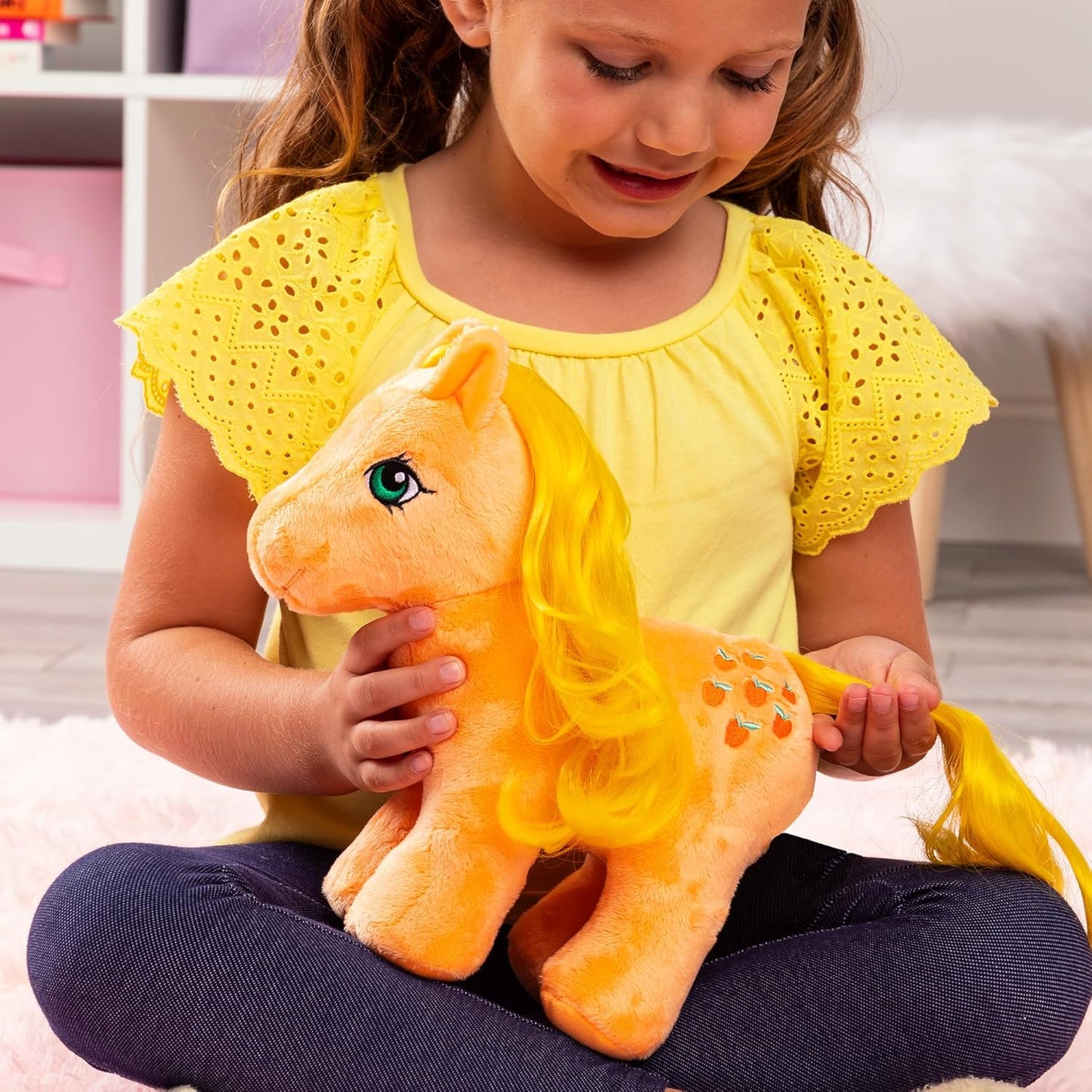 Meu pequeno pônei | Pelúcia Applejack | Presentes de cavalo retrô para meninas e meninos, brinquedos colecionáveis de cavalo vintage para crianças, brinquedos de unicórnio para meninos e meninas de 3 anos ou mais
