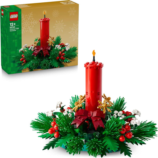 LEGO Decoração de mesa de Natal - Brinquedo decorativo com vela, frutos vermelhos, estrelas douradas e folhagem - Atividade divertida para toda a família - Presente para meninas, meninos e adolescentes a partir de 12 anos - 40743