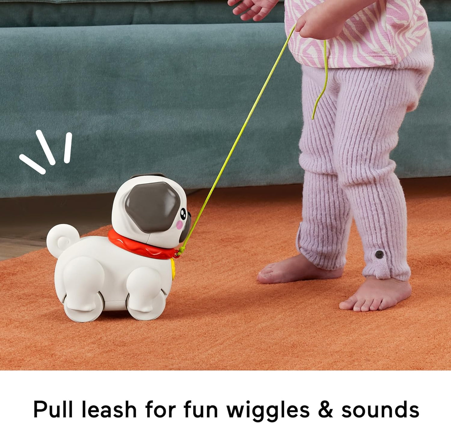 Brinquedo de puxar Fisher-Price para bebês e crianças pequenas, modelo FP Pets Walk-The-Pup-Pug, com movimento e sons, para crianças a partir de 12 meses, HTW94