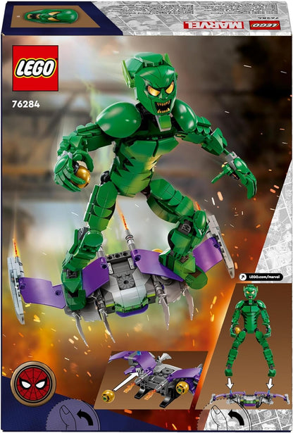LEGO Marvel's Figura de construcción del Duende Verde, juguete de construcción de supervillano articulado para niños, niños y niñas a partir de 8 años, con planeador y bombas de calabaza, idea de regalo de superhéroe 76284