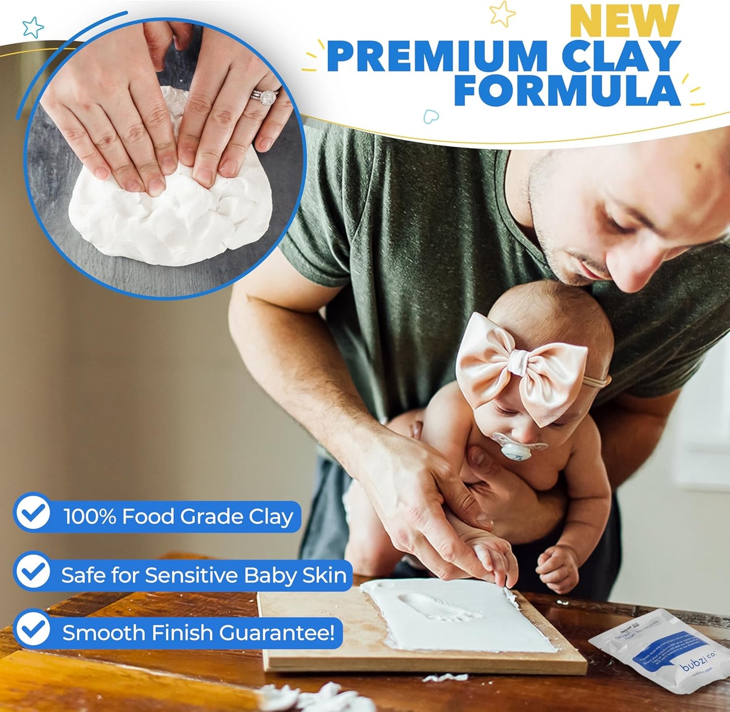 Bubzi Co Kit de criação de pegadas e impressões de mãos, fotos emolduradas para recém-nascidos, meninos e meninas, presentes para bebês, presente personalizado para marcos de bebês, porta-retratos de arte de memória para decoração