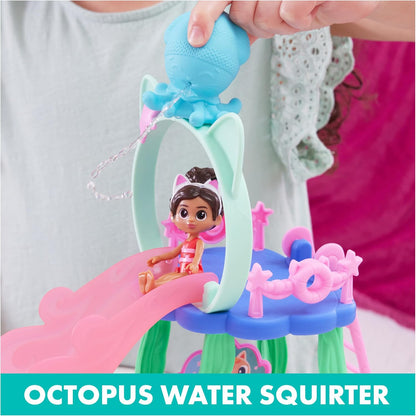 Gabby’s Dollhouse, Piscina de Brincar Purr-ific com Figuras da Gabby e da Sereia Gata, Caudas de Sereia que Mudam de Cor e Acessórios para Piscina - Brinquedo Infantil para Crianças a partir de 3 Anos - Azul