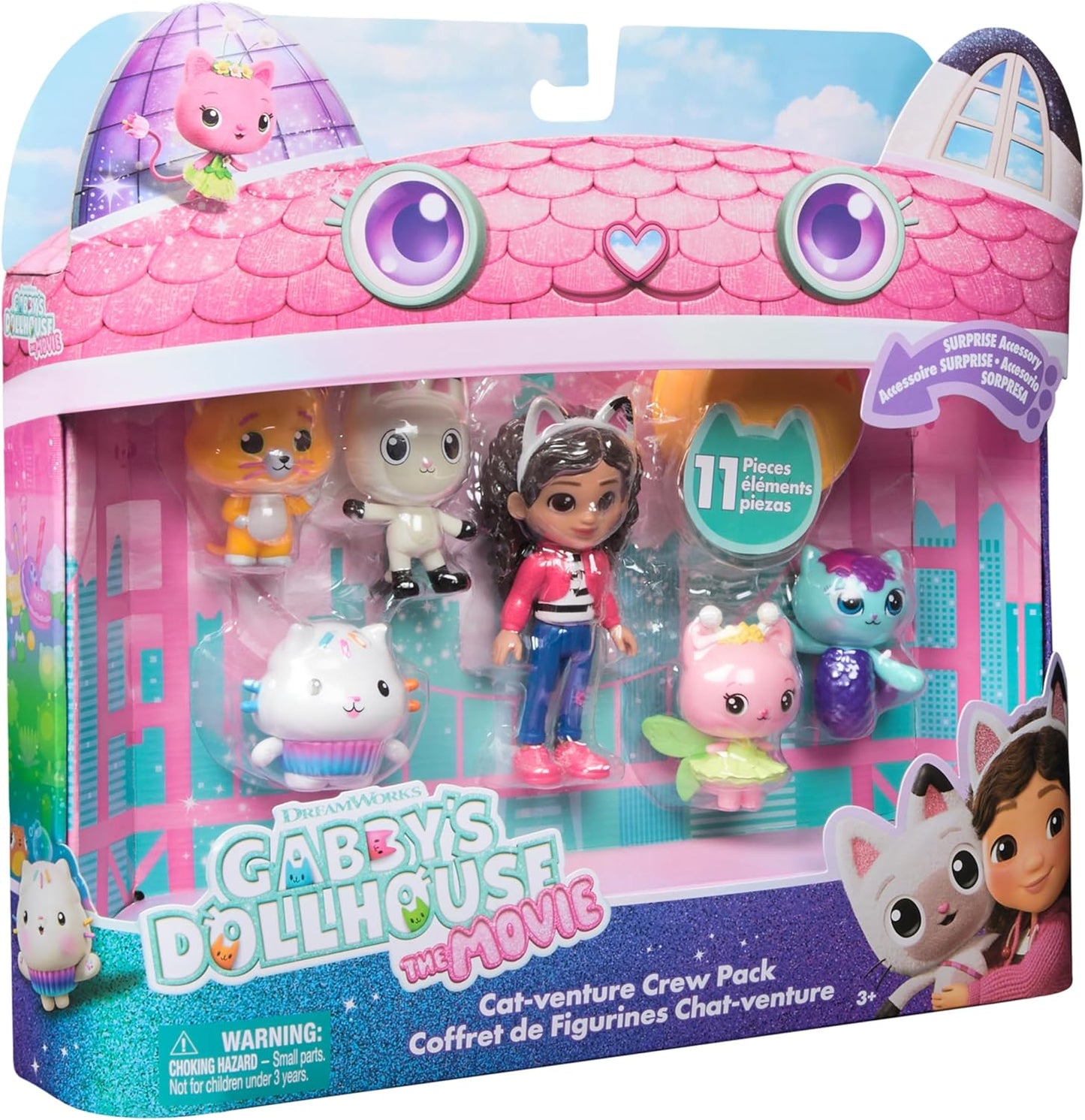 Gabby's Dollhouse: O Filme, Pacote da Equipe Cat-venture, Conjunto de 11 Figuras de Brinquedo com Acessórios, Brinquedos Infantis para Meninas e Meninos a partir de 3 Anos