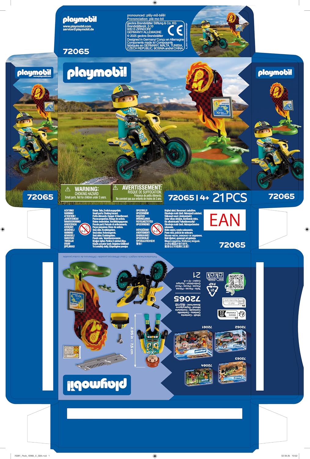 Playmobil | Veículos | Moto Off-road | Moto de motocross com rampa de salto | brinquedo de moto para crianças a partir de 4 anos | 72065