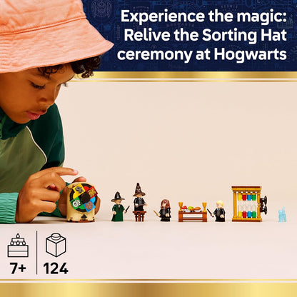 LEGO Harry Potter Castelo de Hogwarts: Brinquedo Cerimônia do Chapéu Seletor - Miniaturas colecionáveis do Patrono, Hermione e Draco Malfoy com varinhas e roda da sorte - Presente para meninas e meninos a partir de 7 anos - 76460