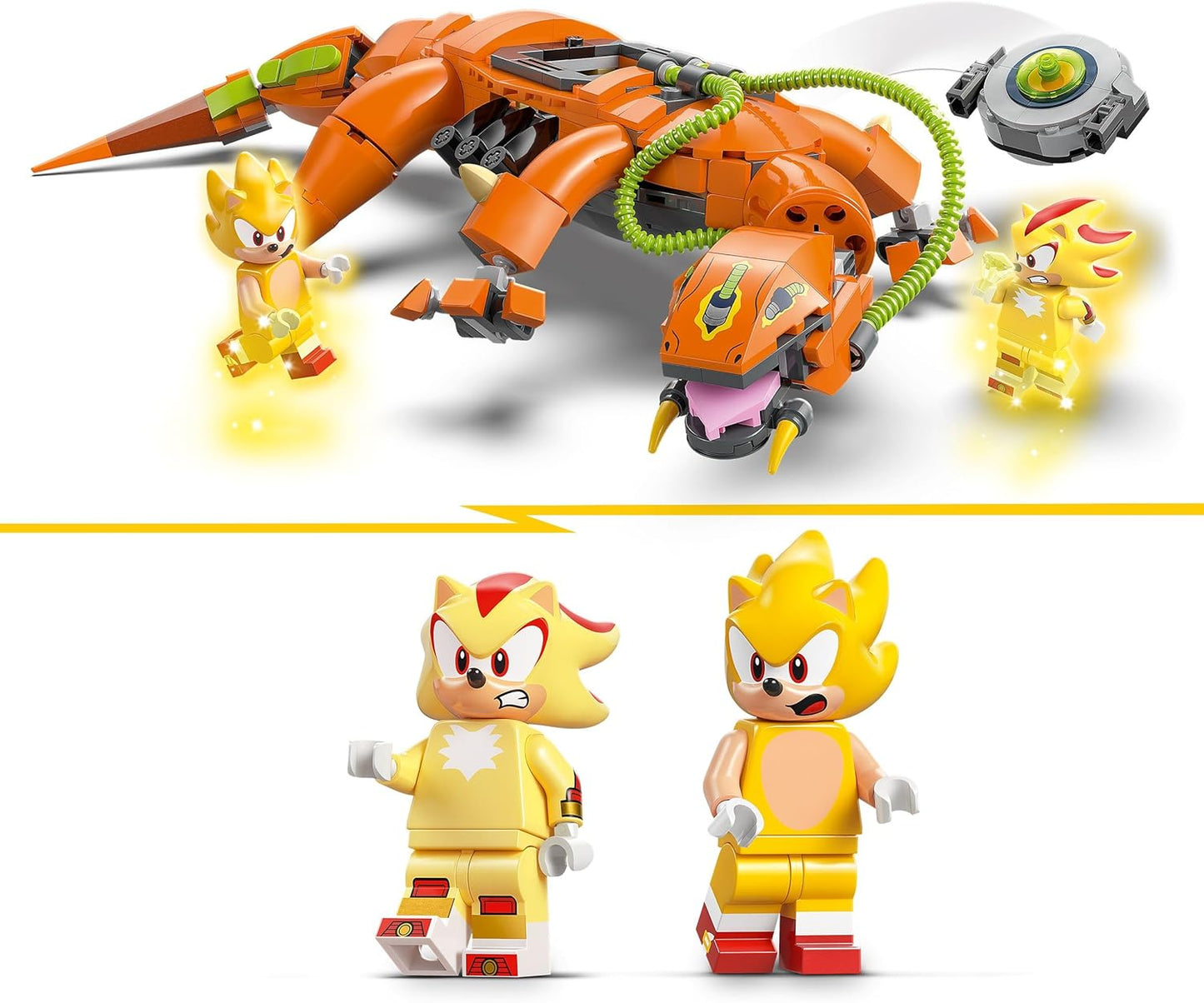 LEGO Conjunto Sonic the Hedgehog Super Shadow vs. Biolizard, brinquedo de construção inclui 3 personagens de videogame e uma esmeralda do caos, presentes para jogadores, meninos e meninas a partir de 9 anos