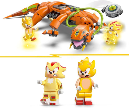 LEGO Conjunto Sonic the Hedgehog Super Shadow vs. Biolizard, brinquedo de construção inclui 3 personagens de videogame e uma esmeralda do caos, presentes para jogadores, meninos e meninas a partir de 9 anos