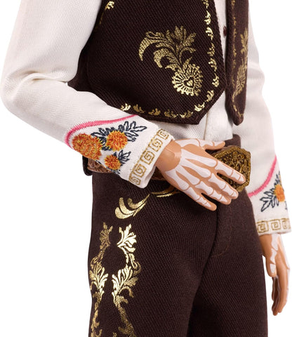 Barbie Boneco Ken Signature, Colecionável Dia dos Mortos 2025 com Camisa Creme, Colete e Calça Pretos, Sombrero e Pintura Facial de Calavera, JBJ06