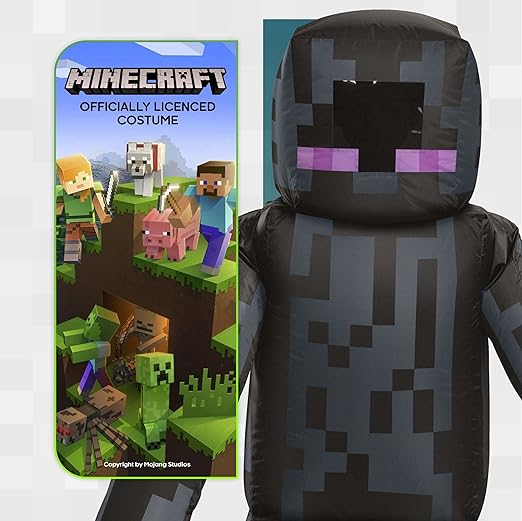 DISGUISE Fantasias oficiais de Enderman Minecraft para crianças, fantasias infláveis de Halloween para crianças em tamanho único