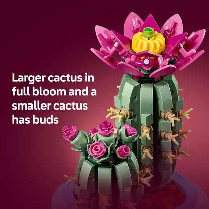 LEGO Botanicals Cacto Florido - Conjunto de Plantas Artificiais em Vaso com 2 Cactos e Flores Artificiais - Decoração DIY para Quarto - Presente de Aniversário para Meninas a partir de 9 Anos e Amantes de Plantas Adultos - 11509