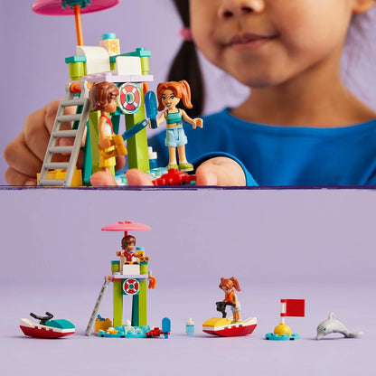 LEGO Friends Beach Water Scooter, conjunto de construção de brinquedos de salva-vidas para meninas, meninos e crianças de 5 anos ou mais, com 2 minibonecas e uma figura de golfinho para brincadeiras imaginativas, ideia de presente de aniversário 42623