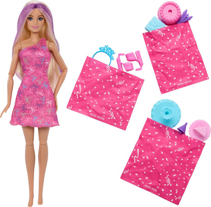 Barbie Rise & Surprise: Boneca e Acessórios, Série Aniversário do Pet com 12 Surpresas, Incluindo Atividade Deslizante e de Mudança de Cor (Modelos Podem Variar), JKF66
